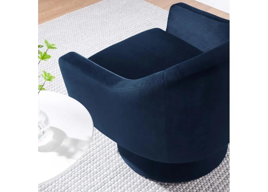 Astral Performance Velvet Fabric and Wood Swivel Chair