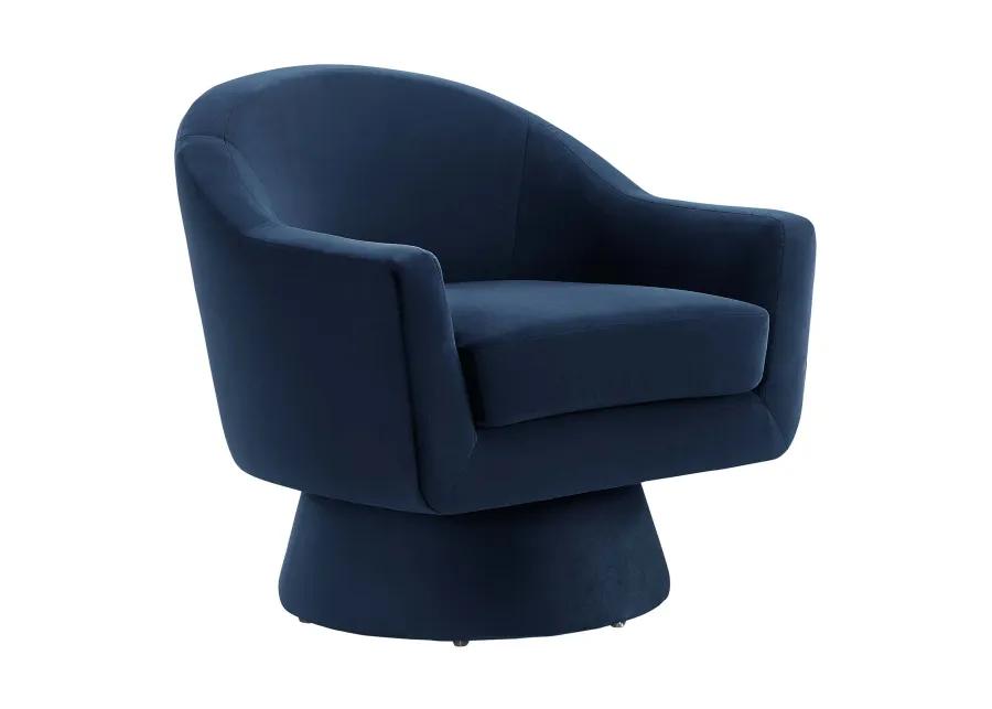 Astral Performance Velvet Fabric and Wood Swivel Chair