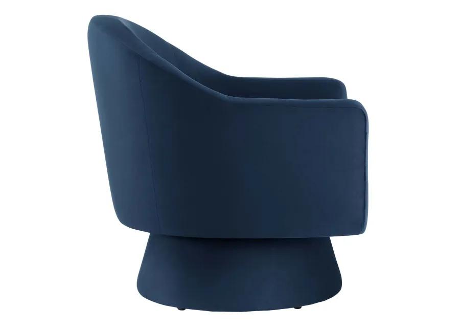 Astral Performance Velvet Fabric and Wood Swivel Chair