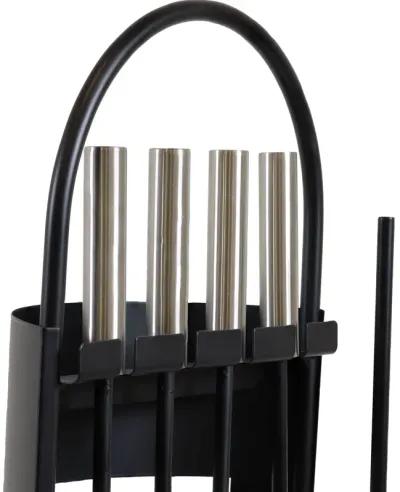 Sunnydaze 4-Piece Fireplace Tool Set with Slotted Shroud Holder