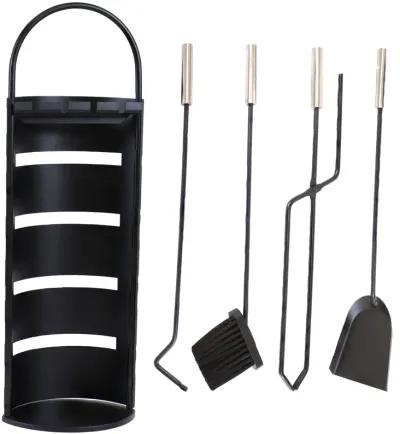 Sunnydaze 4-Piece Fireplace Tool Set with Slotted Shroud Holder