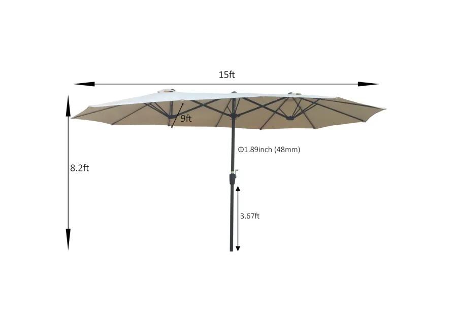 15x9Ft Double-Sided Patio Umbrella Outdoor Market Table Garden Extra Large Waterproof Twin Umbrellas with Crank and Wind Vents for Garden Deck Backyard Pool Shade Outside Deck Swimming Pool