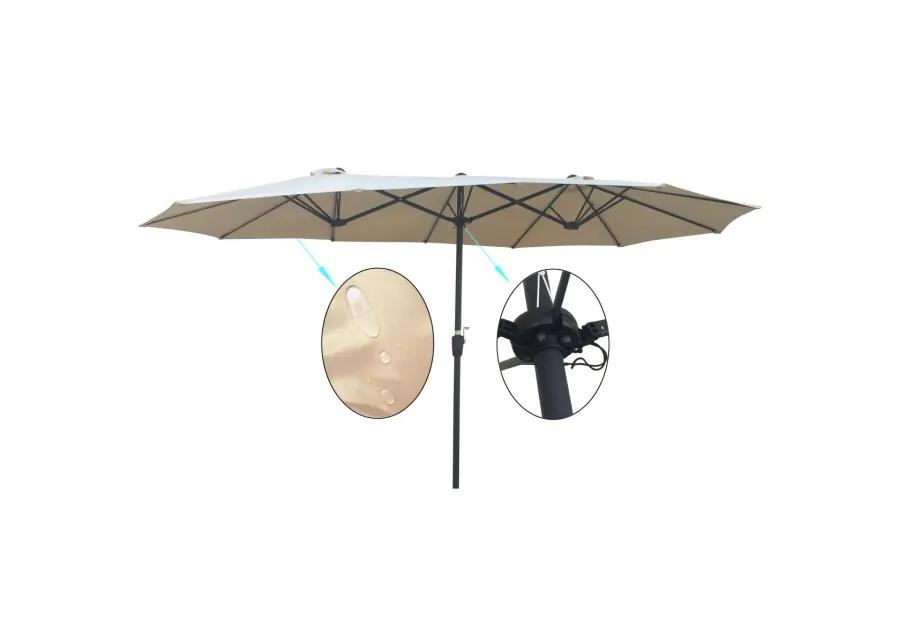 15x9Ft Double-Sided Patio Umbrella Outdoor Market Table Garden Extra Large Waterproof Twin Umbrellas with Crank and Wind Vents for Garden Deck Backyard Pool Shade Outside Deck Swimming Pool