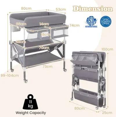 Hivvago Portable Baby Changing Table with Wheels and Large Storage Rack