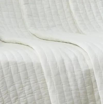 Xumi 50 x 60 Inch Quilted Throw Blanket, Channel Quilting, Antique White - Benzara