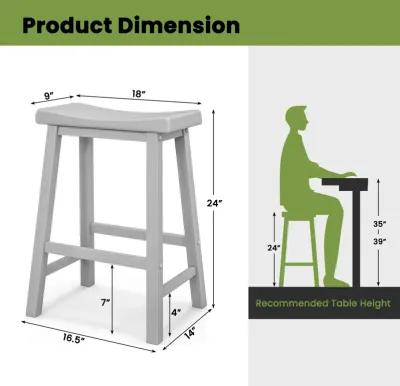 Set of 2 24 Inch Counter Height Stools with Solid Wood Legs