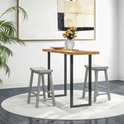 Set of 2 24 Inch Counter Height Stools with Solid Wood Legs