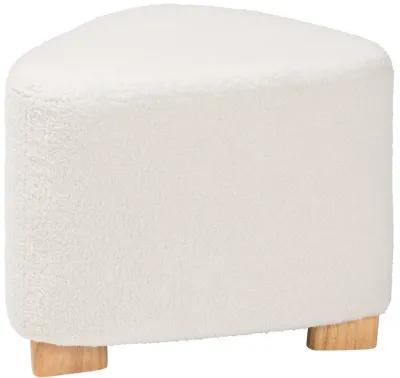 Baxton Studio Brielle Modern and Ivory Boucle Upholstered and Natural Brown Finished Ottoman