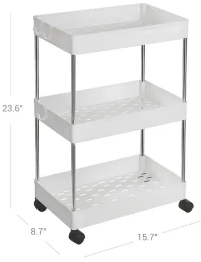 3-Tier Rolling Storage Cart with Wheels - Space-Saving Organizer for Bathroom, Kitchen, Living Room, and Office