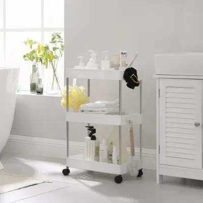 3-Tier Rolling Storage Cart with Wheels - Space-Saving Organizer for Bathroom, Kitchen, Living Room, and Office