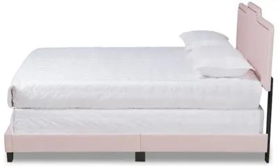 Baxton Studio Benjen Modern and Contemporary Glam Light Pink Velvet Fabric Upholstered Queen Size Panel Bed