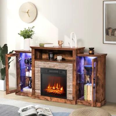 Fireplace�TV Stand with 16-Color Led Lights for TVs up to 65 Inch