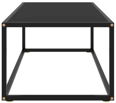 vidaXL Modern Rectangular Coffee Table | Black Tempered Glass and Powder-Coated Steel | Easy Assembly | Functional Living Room Furniture