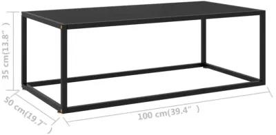 vidaXL Modern Rectangular Coffee Table | Black Tempered Glass and Powder-Coated Steel | Easy Assembly | Functional Living Room Furniture