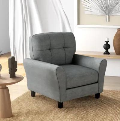 Hivvago Modern Upholstered Accent Chair with Rubber Wood Legs-Gray