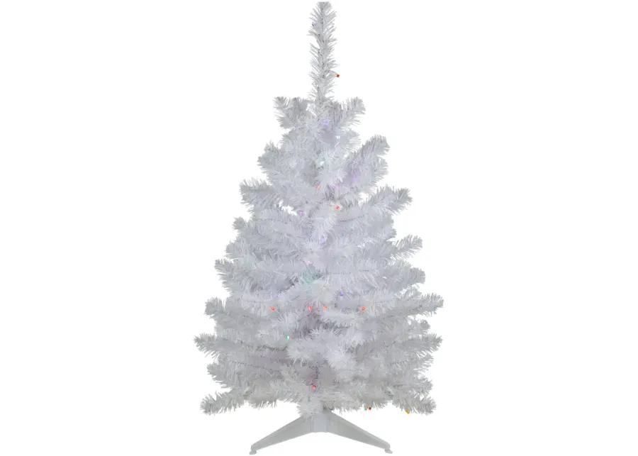 3' Pre-Lit LED Snow White Artificial Christmas Tree  Multi Lights