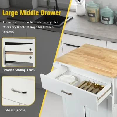 Utility Rolling Storage Cabinet Kitchen Island Cart with Spice Rack