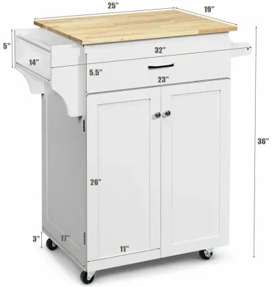 Utility Rolling Storage Cabinet Kitchen Island Cart with Spice Rack