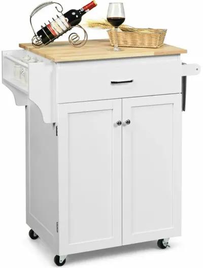 Utility Rolling Storage Cabinet Kitchen Island Cart with Spice Rack