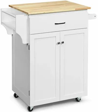 Utility Rolling Storage Cabinet Kitchen Island Cart with Spice Rack