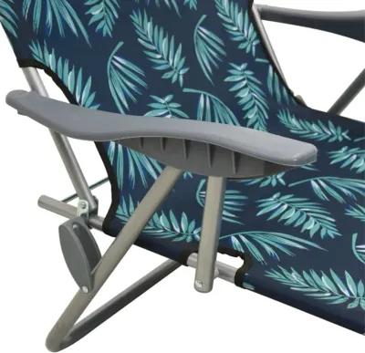 vidaXL Sun Lounger with Canopy - Adjustable, Foldable and Portable Outdoor Day Bed with Leaf Print & Powder-Coated Steel Frame - Perfect for Garden, Beach and Poolside