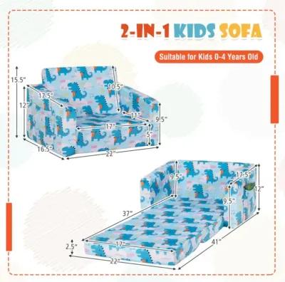 Hivvago 2-in-1 Convertible Kids Sofa with Velvet Fabric