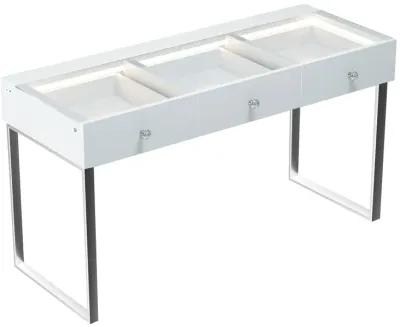 VANITII 3 Drawers Modern Makeup Vanity Desk Dressers With Glass(Installation not included)