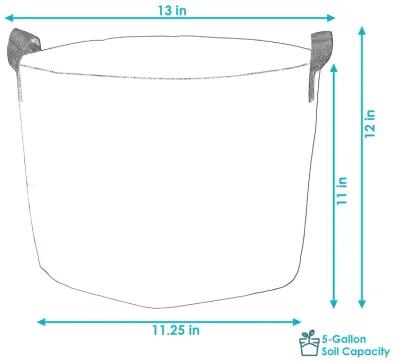 Sunnydaze Set of 5 Nonwoven Polypropylene Grow Bag with Handles - 5 gallon