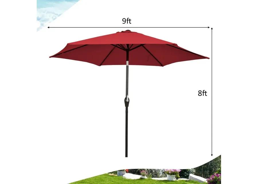 9 ft Outdoor Market Patio Table Umbrella Push Button Tilt Crank Lift