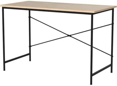 Hivvago Modern Home Office Computer Desk Table with Black Metal Frame Wood Top in Oak