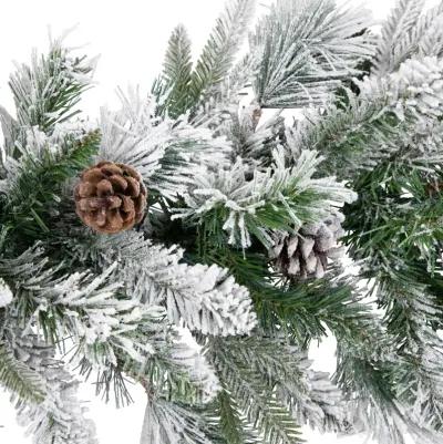 9' x 14" Pre-Lit Flocked Mixed Rosemary Emerald Pine Artificial Christmas Garland - Clear LED Lights