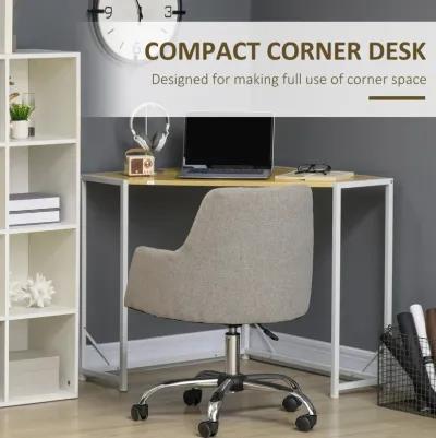 Space-Saving Workstation: Small Corner Desk & TV Stand with Metal Frame