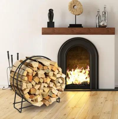 Hivvago Tubular Steel Log Hoop Firewood Storage Rack