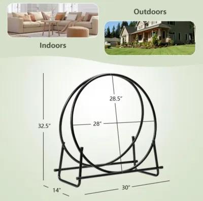 Hivvago Tubular Steel Log Hoop Firewood Storage Rack