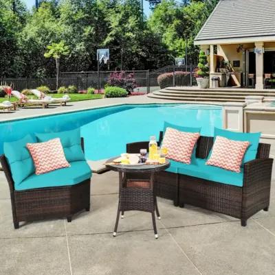 4 Pieces Furniture Patio Set Outdoor Wicker Sofa Set