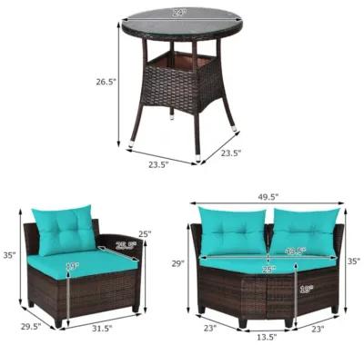 4 Pieces Furniture Patio Set Outdoor Wicker Sofa Set