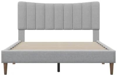 Merax Upholstered Platform Bed Frame with Vertical Channel Tufted Headboard, No Box Spring Needed