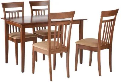 Classy 5 Piece Wooden Dining Table Set, Brown-Benzara