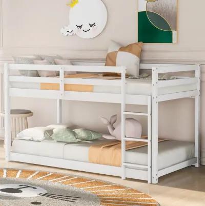 Merax Twin over Twin Floor Bunk Bed with Ladder