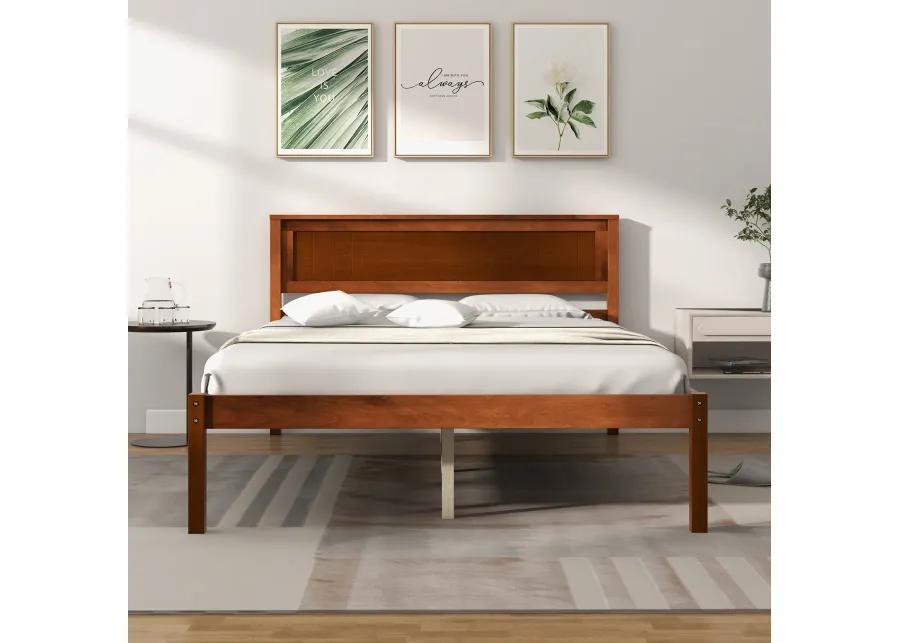 Bed Frame with Wooden Headboard and Slat Support