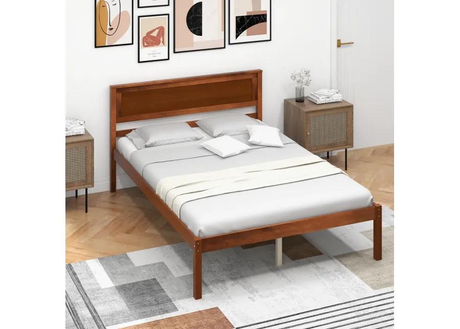 Bed Frame with Wooden Headboard and Slat Support