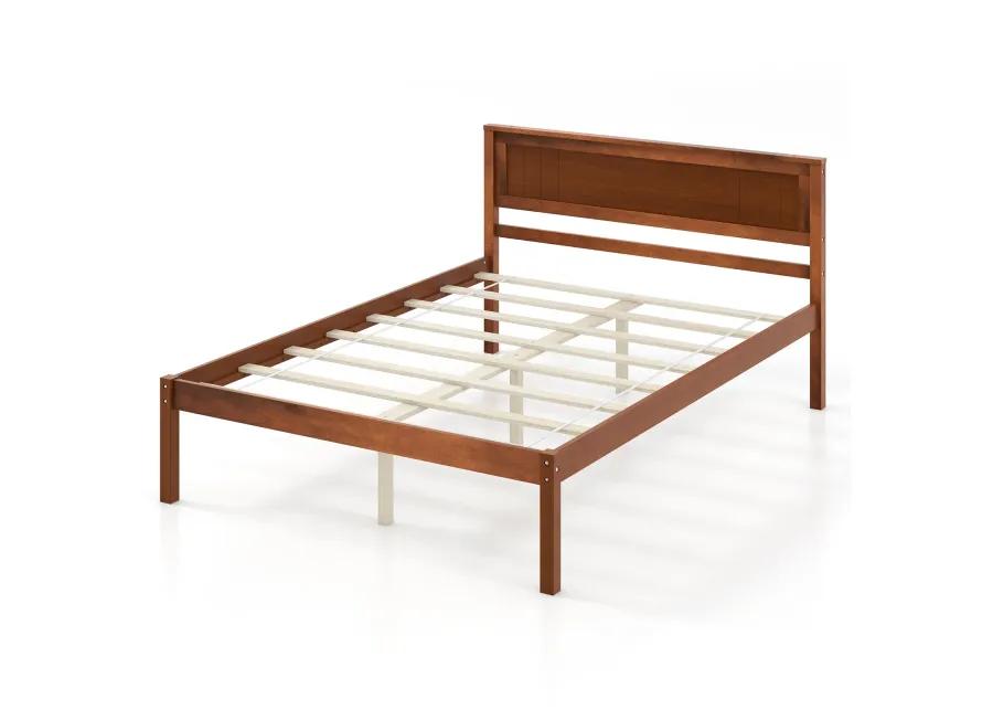 Bed Frame with Wooden Headboard and Slat Support