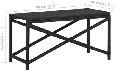 vidaXL Garden Bench 31.5" Poly Rattan Black