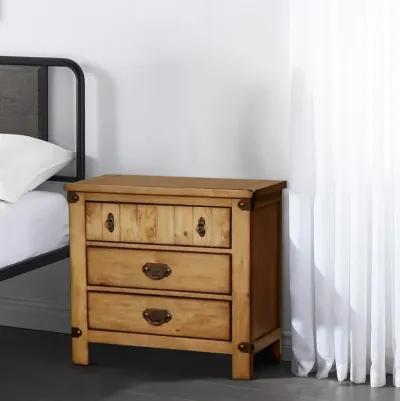 Pioneer Cottage Nightstand In Weathered Elm Finish-Benzara