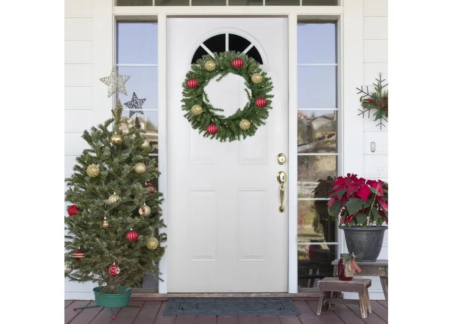 Pre-Lit Sierra Noble Fir Artificial Christmas Wreath  30-Inch  Clear Lights