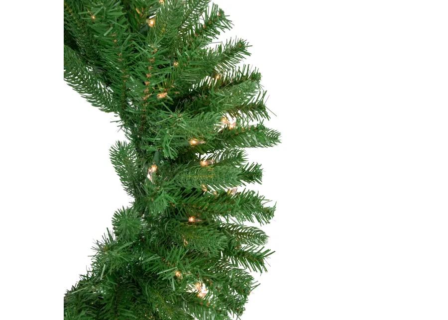 Pre-Lit Sierra Noble Fir Artificial Christmas Wreath  30-Inch  Clear Lights