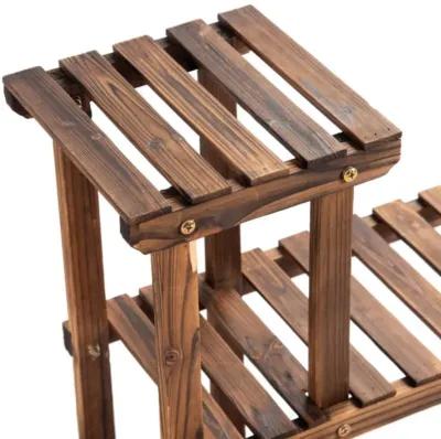 Hivvago 6 Tier Wooden Shelf Storage Plant Rack Stand