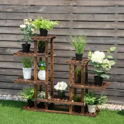 Hivvago 6 Tier Wooden Shelf Storage Plant Rack Stand