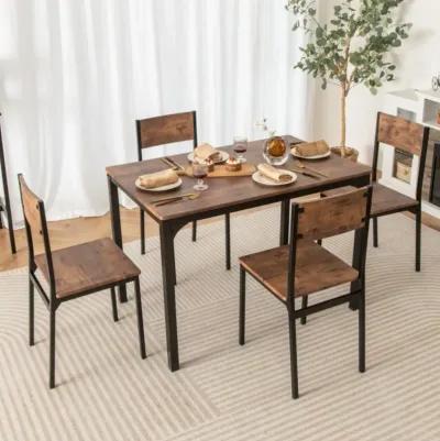 Hivvago 5 Piece Dining Table Set Industrial Style Kitchen Table and Chairs