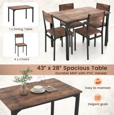 Hivvago 5 Piece Dining Table Set Industrial Style Kitchen Table and Chairs